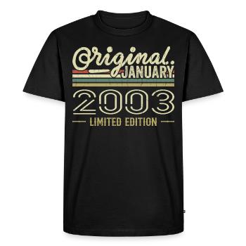 Janvier 2003 anniversaire Janvier 2003 cadeau 2003 - T-shirt Premium bio Homme - noir - Devant - Nico (187cm)