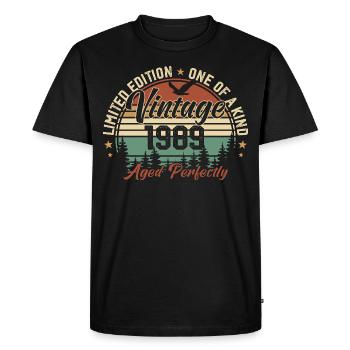 Jahrgang 1989 Retro 1989 Geburtstagsgeschenk 1989 - Männer Premium Bio T-Shirt - Schwarz - Vorne - Nico (187cm)