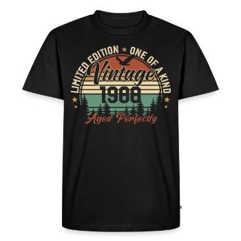 Vintage 1988 Rétro 1988 Cadeau D'anniversaire 1988 - T-shirt Premium bio Homme - noir - Devant - Nico (187cm)