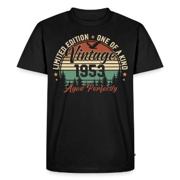 Vintage 1953 Rétro 1953 Cadeau D'anniversaire 1953 - T-shirt Premium bio Homme - noir - Devant - Nico (187cm)