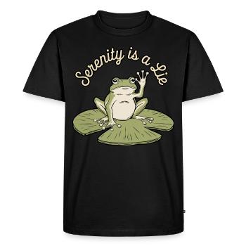 Drôle de grenouille sérénité est un mensonge humour nénuphar - T-shirt Premium bio Homme - noir - Devant - Nico (187cm)