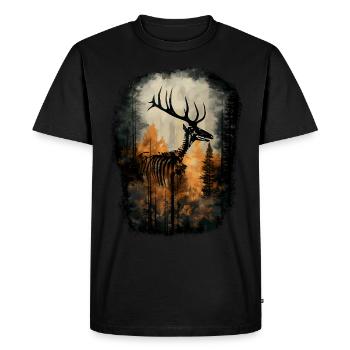 Deer Skeleton Forest Gothic Fantasy Surreal Tree - Men's Premium Organic T-Shirt - black - Front - Nico (187cm)