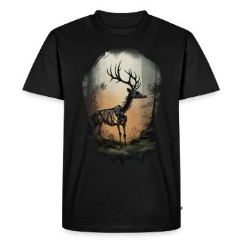 Deer Skeleton Gothic Forest Fantasy Trees Surreal - Men's Premium Organic T-Shirt - black - Front - Nico (187cm)