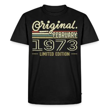 Cadeau Février 1973 - Anniversaire Février 1973 - T-shirt Premium bio Homme - noir - Devant - Nico (187cm)