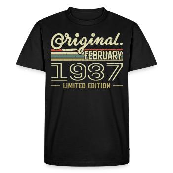 Cadeau Février 1987 - Anniversaire Février 1987 - T-shirt Premium bio Homme - noir - Devant - Nico (187cm)
