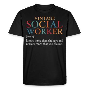 Vintage Social Worker - T-shirt Premium bio Homme - noir - Devant - Nico (187cm)