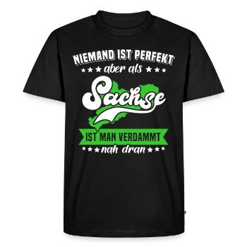 Sachsen Sprüche Sachse Perfekt - Männer Premium Bio T-Shirt - Schwarz - Vorne - Nico (187cm)