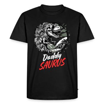 Papa Papa Saurus Papa Fête des Pères Dinosaure Fun - T-shirt Premium bio Homme - noir - Devant - Nico (187cm)
