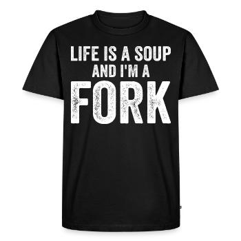 Life Is A Soup And I'm A Fork Tees | Funny - T-shirt Premium bio Homme - noir - Devant - Nico (187cm)