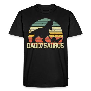 Daddysaurus TRex Vintage Retro Anniversaire du Père - T-shirt Premium bio Homme - noir - Devant - Nico (187cm)