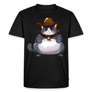 Fat Cowboy Cat - Men's Premium Organic T-Shirt - black - Front - Nico (187cm)