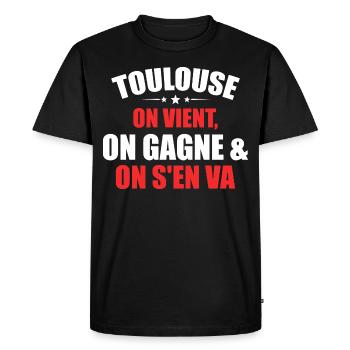 Rugby Toulouse Humour Cadeau Supporter - T-shirt Premium bio Homme - noir - Devant - Nico (187cm)