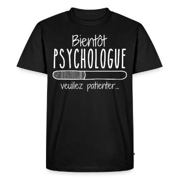 Métier Psychologue En Cours Bientôt Psychologue - T-shirt Premium bio Homme - noir - Devant - Nico (187cm)
