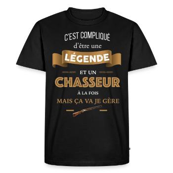 Chasseur et légende de la chasse - T-shirt Premium bio Homme - noir - Devant - Nico (187cm)
