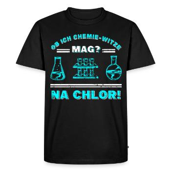 Est-ce que j’aime les blagues de chimie? Na Chlore - T-shirt Premium bio Homme - noir - Devant - Nico (187cm)