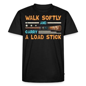 Marchez doucement et portez un bâton de charge - T-shirt Premium bio Homme - noir - Devant - Nico (187cm)