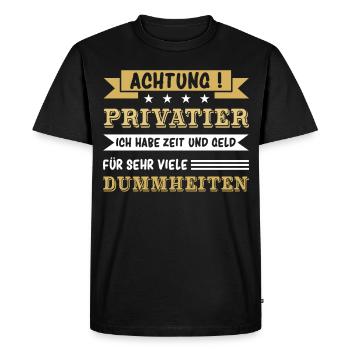 Achtung Privatier - Männer Premium Bio T-Shirt - Schwarz - Vorne - Nico (187cm)