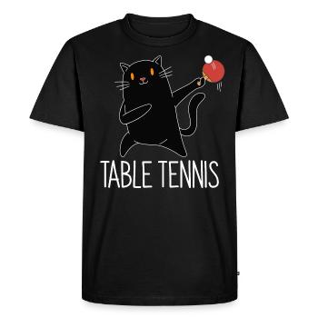Table Tennis Katze Pingpong Black Cat Outfit - T-shirt Premium bio Homme - noir - Devant - Nico (187cm)