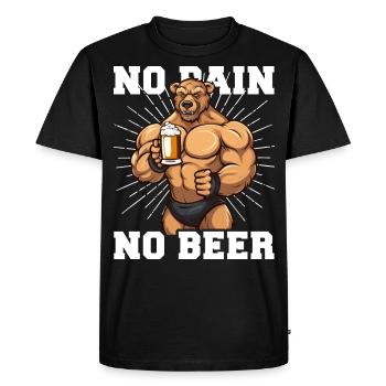 Bodybuilder Gym Bier No Pain No Beer - T-shirt Premium bio Homme - noir - Devant - Nico (187cm)