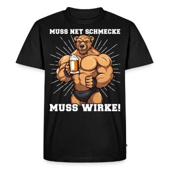 Bodybuilder doit goûter net doit travailler - T-shirt Premium bio Homme - noir - Devant - Nico (187cm)
