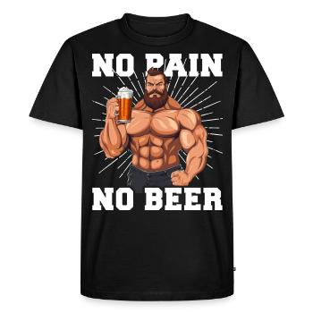 Bodybuilder Gym Bier No Pain No Beer - T-shirt Premium bio Homme - noir - Devant - Nico (187cm)