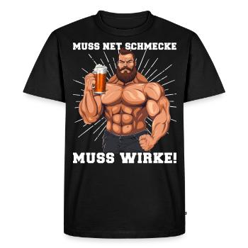 Bodybuilder Must Taste Net Must Work - Men's Premium Organic T-Shirt - black - Front - Nico (187cm)