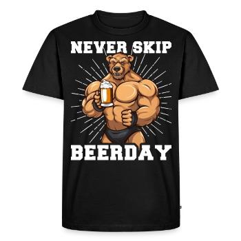Booze Bodybuilding Gym Ne sautez jamais Beerday - T-shirt Premium bio Homme - noir - Devant - Nico (187cm)