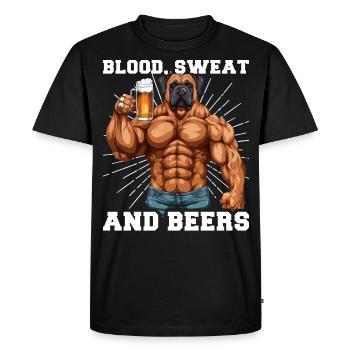 Bodybuilder Gym Bier Blood Sweat And Beer - T-shirt Premium bio Homme - noir - Devant - Nico (187cm)