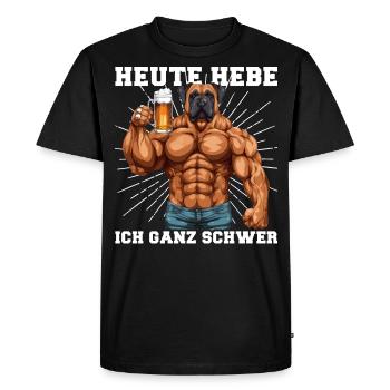 Bodybuilder Gym Bière | Aujourd’hui, je soulève très fort - T-shirt Premium bio Homme - noir - Devant - Nico (187cm)
