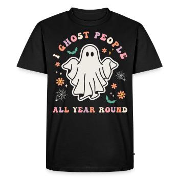Halloween Je fantôme les gens toute l’année - T-shirt Premium bio Homme - noir - Devant - Nico (187cm)