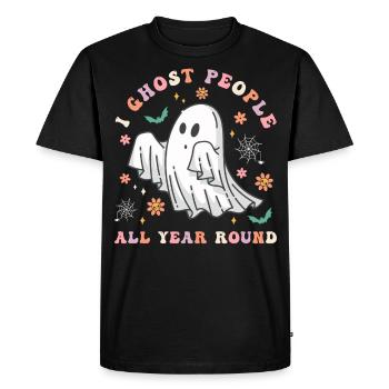 Halloween Je fantôme les gens toute l’année - T-shirt Premium bio Homme - noir - Devant - Nico (187cm)