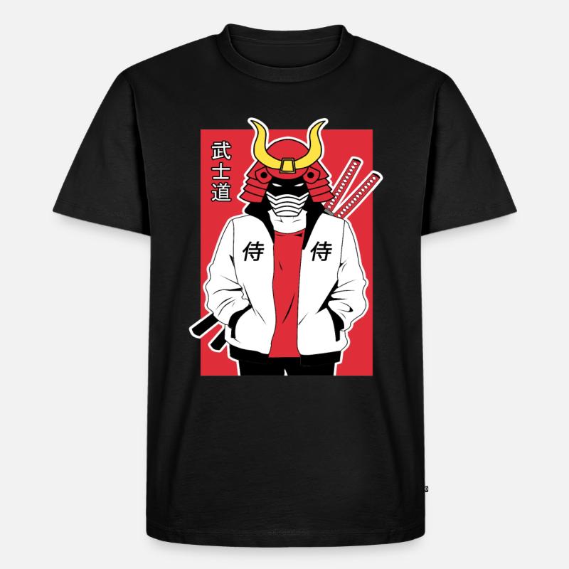 Samurai Warrior Anime - Männer Premium Bio T-Shirt - Schwarz