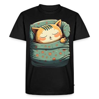 Cadeau de sommeil pour chat Kawaii - T-shirt Premium bio Homme - noir - Devant - Nico (187cm)