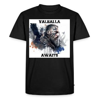 Valhalla Awaits - Men's Premium Organic T-Shirt - black - Front - Nico (187cm)