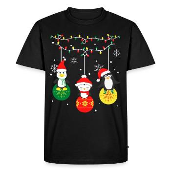 Penguin Christmas - Men's Premium Organic T-Shirt - black - Front - Nico (187cm)