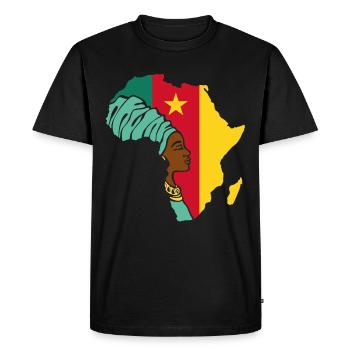 Cameroun Cameroun Drapeau Afrique Patrimoine ethnique - T-shirt Premium bio Homme - noir - Devant - Nico (187cm)