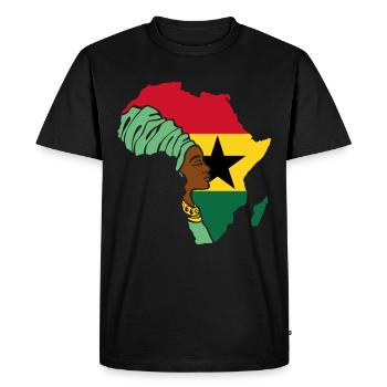 Ghana African Woman Flag Carte de l’Afrique - T-shirt Premium bio Homme - noir - Devant - Nico (187cm)