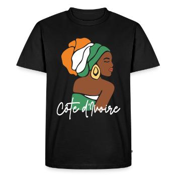 Côte d’Ivoire Drapeau côte d’Ivoire Drapeau Afrique - T-shirt Premium bio Homme - noir - Devant - Nico (187cm)
