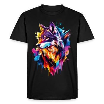 Wolf Wolf Head Predator Forest Nature Wilderness Colorful - Men's Premium Organic T-Shirt - black - Front - Nico (187cm)