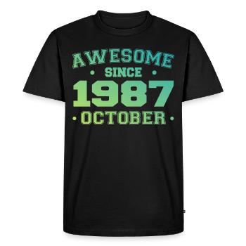 Octobre 1987 - Cadeau Anniversaire Octobre 1987 - T-shirt Premium bio Homme - noir - Devant - Nico (187cm)