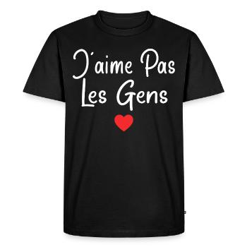 Humoristique adolescent Humour J'aime Pas Les Gens - T-shirt Premium bio Homme - noir - Devant - Nico (187cm)