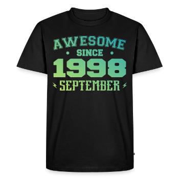 Septembre 1998 Cadeau Anniversaire Septembre 1998 - T-shirt Premium bio Homme - noir - Devant - Nico (187cm)
