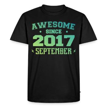 Septembre 2017 Cadeau Anniversaire Septembre 2017 - T-shirt Premium bio Homme - noir - Devant - Nico (187cm)