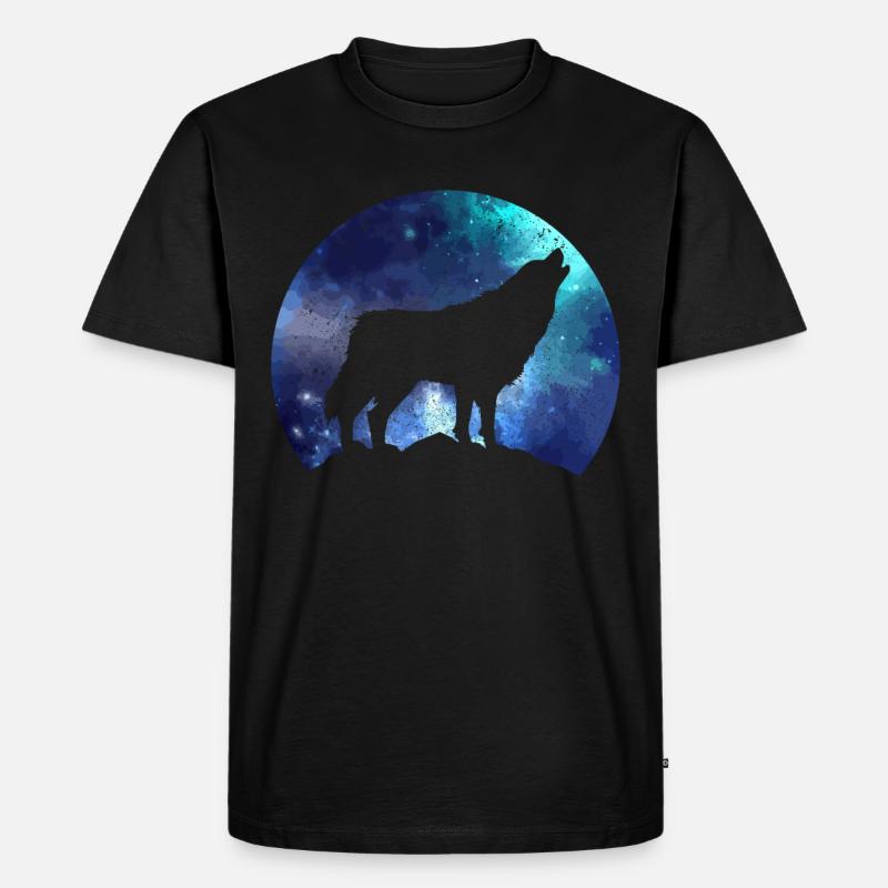 Wolf - Männer Premium Bio T-Shirt - Schwarz