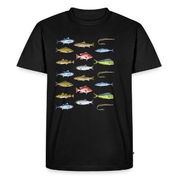 Deep sea fishing Angler Gift Fish species - Men's Premium Organic T-Shirt - black - Front - Nico (187cm)
