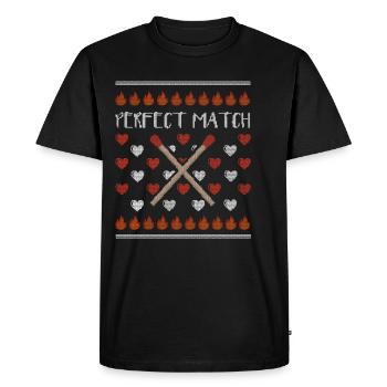 Cadeau partenaire moche pull moche - T-shirt Premium bio Homme - noir - Devant - Nico (187cm)