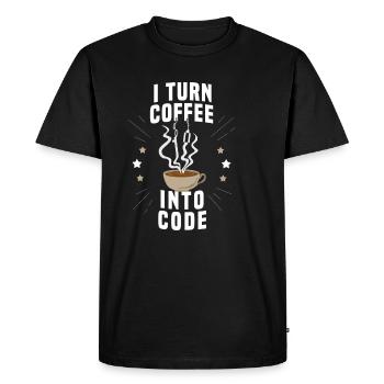 Coffee saying for an IT nerd - Men's Premium Organic T-Shirt - black - Front - Nico (187cm)