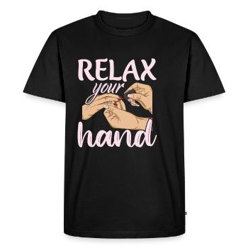 Conception de clous Design pour une conceptrice de clous - T-shirt Premium bio Homme - noir - Devant - Nico (187cm)