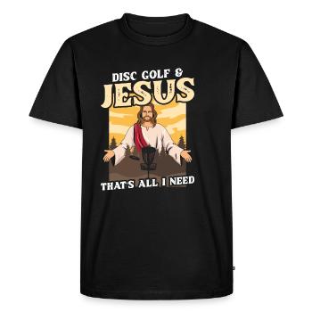 Discgolf design pour un professionnel de discgolf - T-shirt Premium bio Homme - noir - Devant - Nico (187cm)