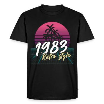 SW 1983 retro style - Men's Premium Organic T-Shirt - black - Front - Nico (187cm)
